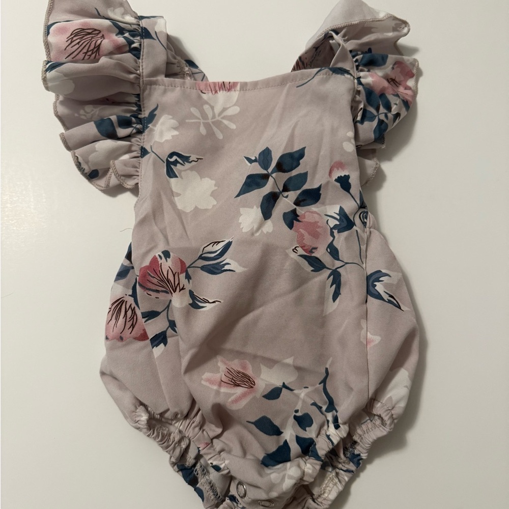 Floral Ruffled Kids One Piece